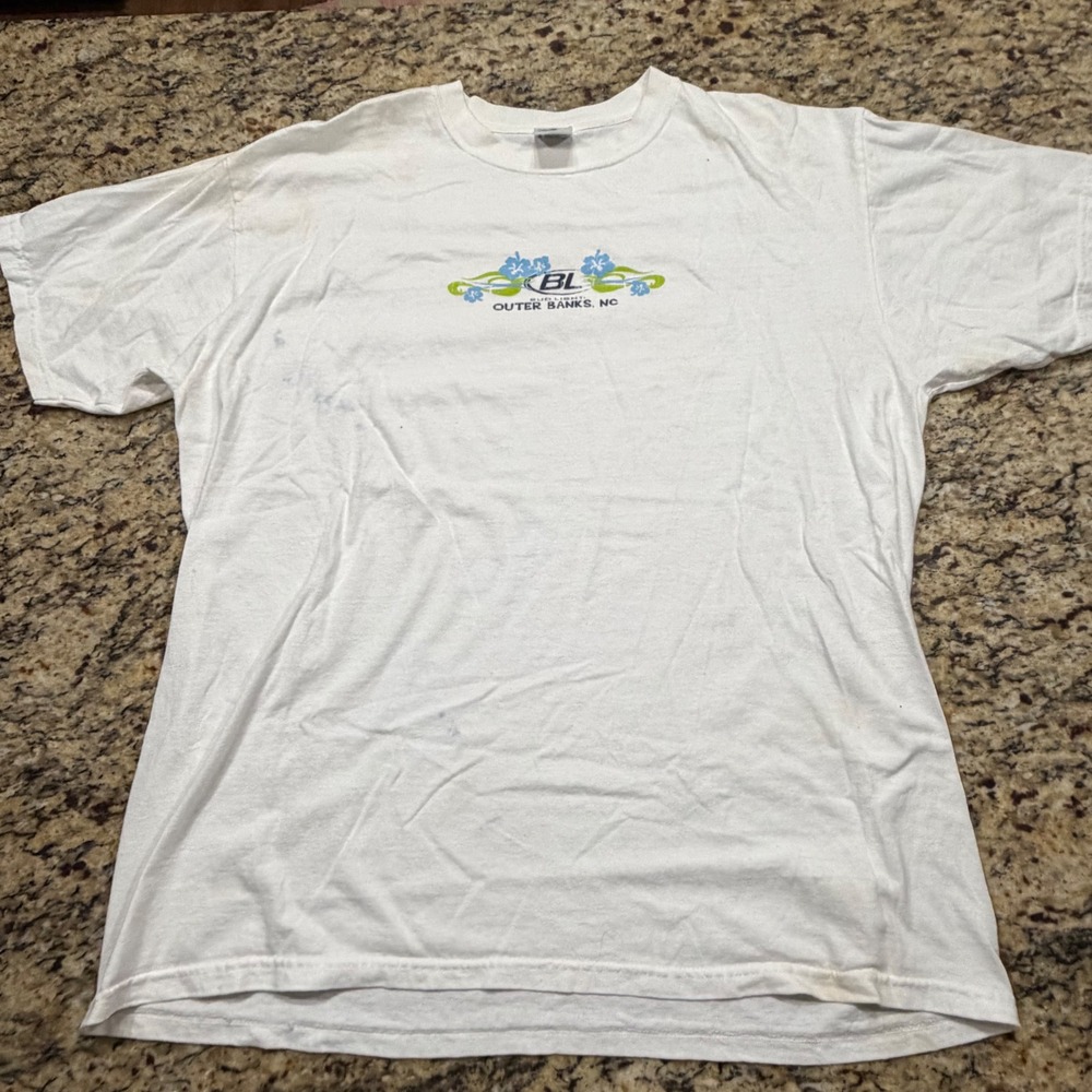 Vintage Anvil Bud Light Outer Banks NC T-Shirt XL White Graphic Tee Men v
